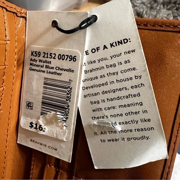 NWT Brahmin Mineral Blue Python Snake Print Carmel Leather Wallet NEW - Picture 8 of 8